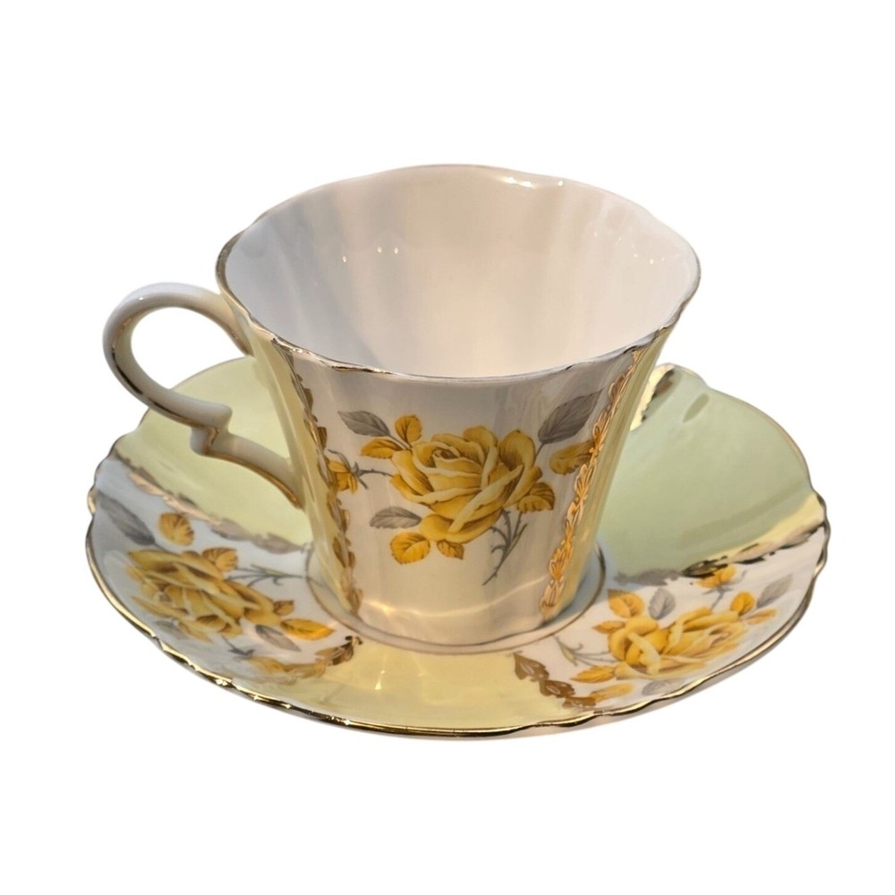 Margaret Rose Royal Standard Yellow Rose Bone China Teacup & Saucer Set Vintage‎